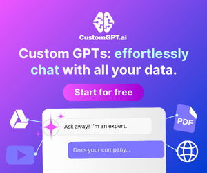CustomGPT dashboard showing a custom AI chatbot trained on business data