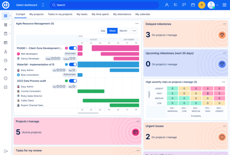 Software dashboard on a screen