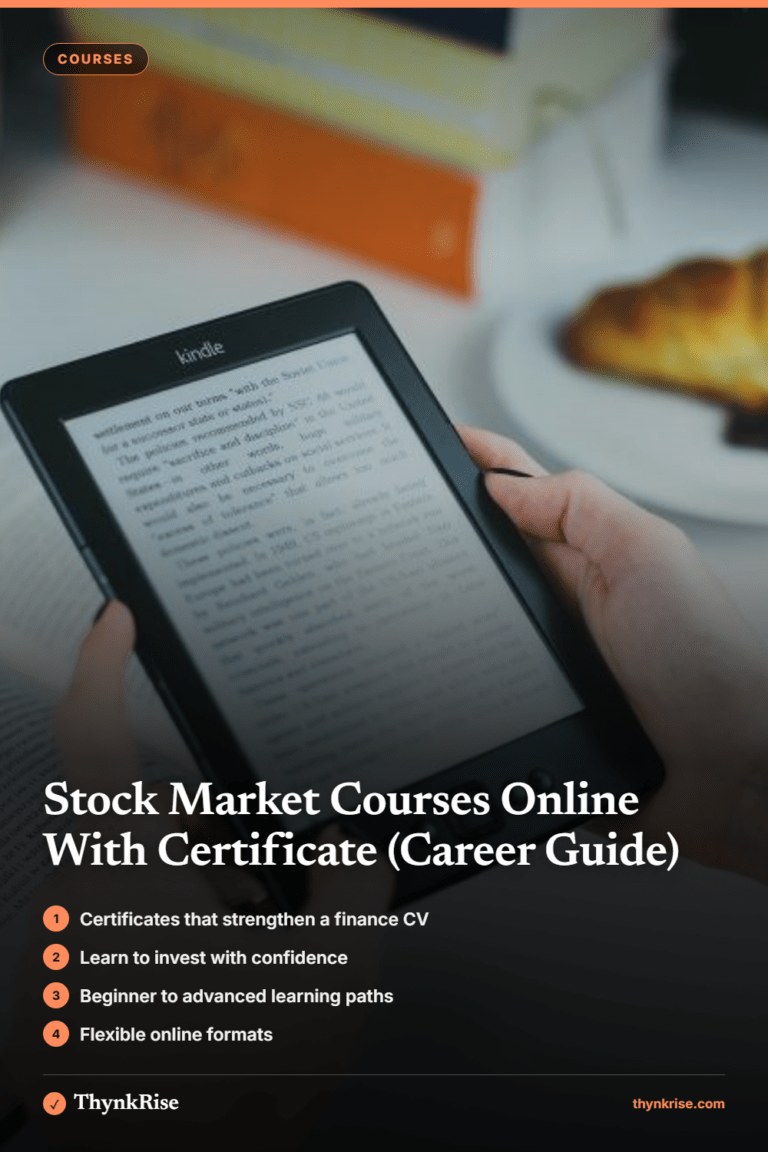 Featured graphic about online stock market courses with certificates for career growth