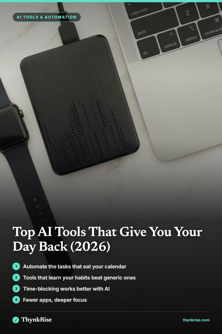 Featured graphic about AI tools that boost productivity and time management